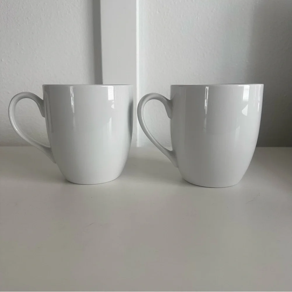 CRATE & BARREL Indonesia White 16oz Large Aspen Coffee Mugs Cups Replacements